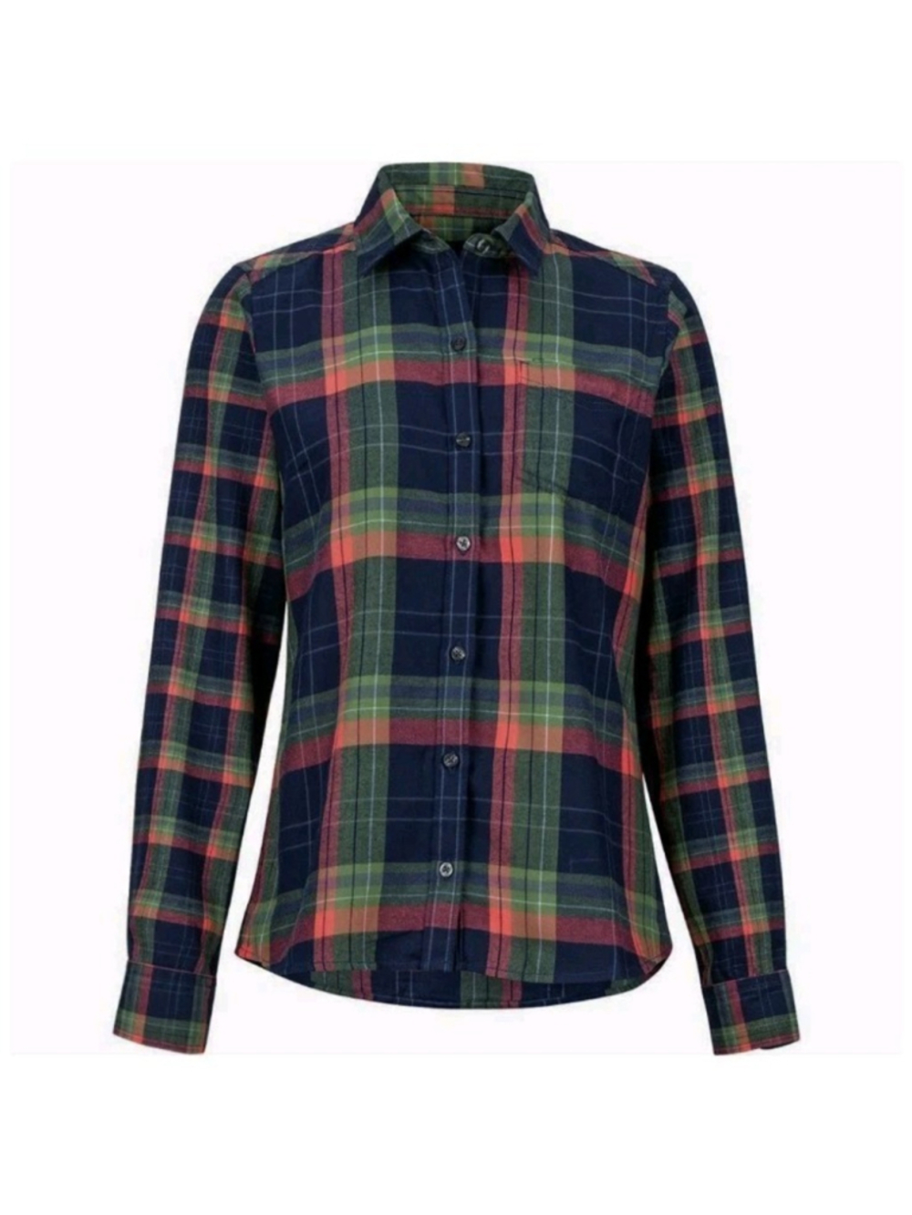 Marmot Jensen Plaid Flannel Worn In Button Up Shirt Sz M Blue Green Cotton Blend